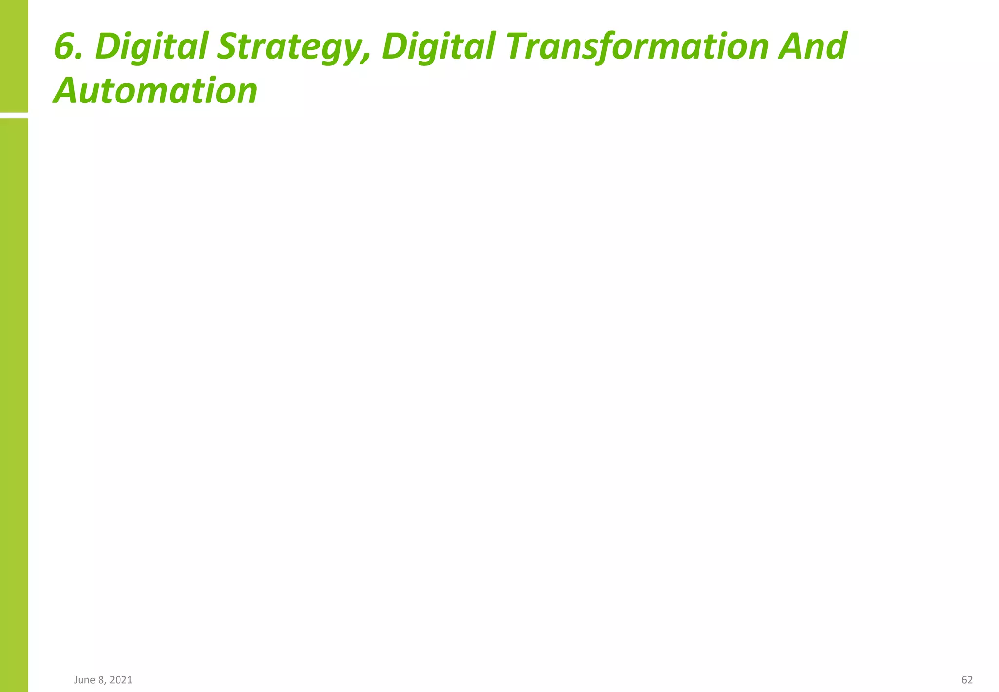 6. Digital Strategy, Digital Transformation And
Automation
June 8, 2021 62
 