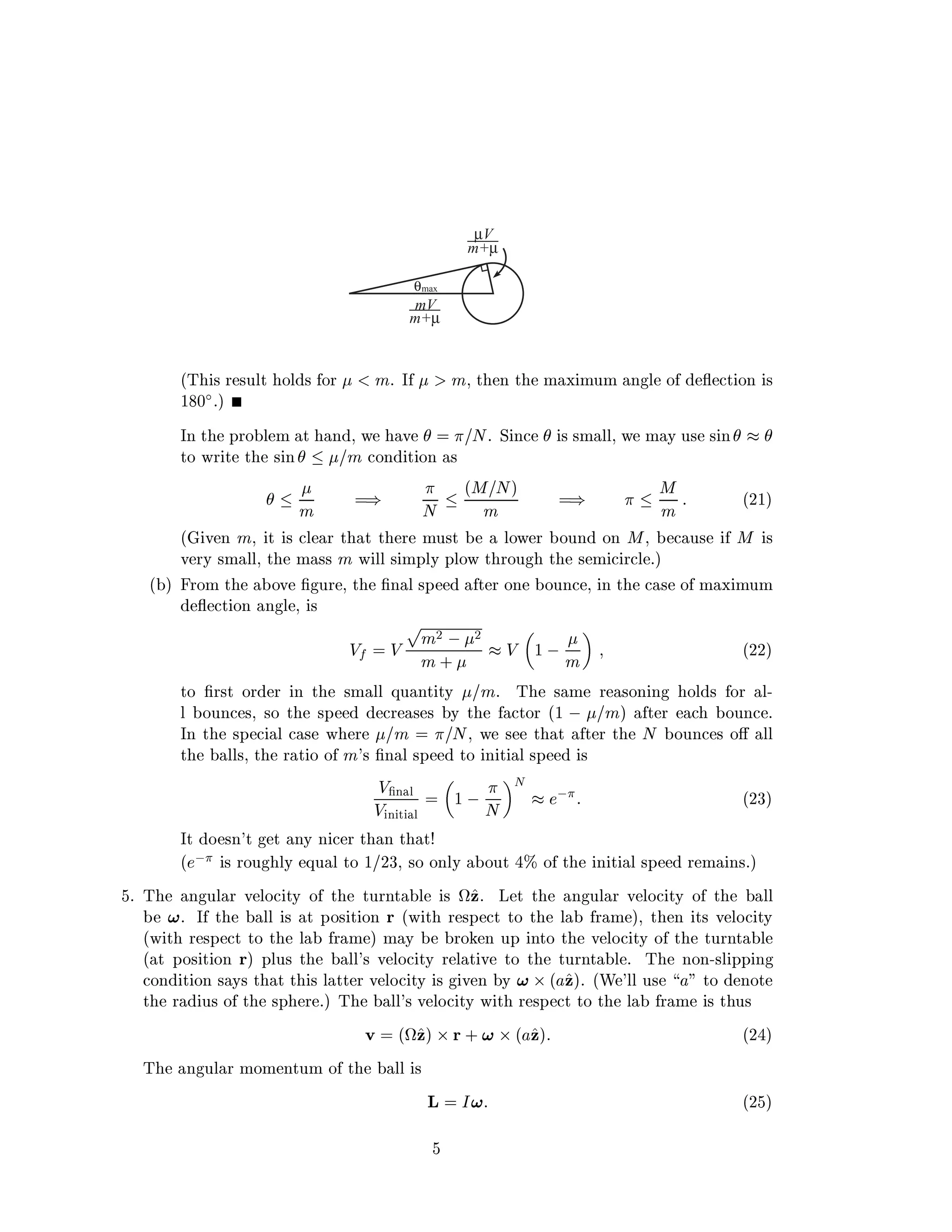 θmax
mV
m+µ
____
µV
m+µ
____
´Ì × Ö ×ÙÐØ ÓÐ × ÓÖ Ñº Á Ñ¸ Ø Ò Ø Ñ Ü ÑÙÑ Ò Ð Ó ­ Ø ÓÒ ×
½ ¼Æºµ
ÁÒ Ø ÔÖÓ Ð Ñ Ø Ò ¸ Û Ú Æº Ë Ò × ×Ñ ÐÐ¸ Û Ñ Ý Ù× × Ò
ØÓ ÛÖ Ø Ø × Ò Ñ ÓÒ Ø ÓÒ ×
Ñ
µ Æ
´Å Æµ
Ñ
µ Å
Ñ
´¾½µ
´ Ú Ò Ñ¸ Ø × Ð Ö Ø Ø Ø Ö ÑÙ×Ø ÐÓÛ Ö ÓÙÒ ÓÒ Å¸ Ù× Å ×
Ú ÖÝ ×Ñ ÐÐ¸ Ø Ñ ×× Ñ Û ÐÐ × ÑÔÐÝ ÔÐÓÛ Ø ÖÓÙ Ø × Ñ Ö Ð ºµ
´ µ ÖÓÑ Ø ÓÚ ¬ ÙÖ ¸ Ø ¬Ò Ð ×Ô Ø Ö ÓÒ ÓÙÒ ¸ Ò Ø × Ó Ñ Ü ÑÙÑ
­ Ø ÓÒ Ò Ð ¸ ×
Î Î
Ô
Ñ¾   ¾
Ñ ·
Î ½   Ñ
´¾¾µ
ØÓ ¬Ö×Ø ÓÖ Ö Ò Ø ×Ñ ÐÐ ÕÙ ÒØ ØÝ Ñº Ì × Ñ Ö ×ÓÒ Ò ÓÐ × ÓÖ Ð¹
Ð ÓÙÒ ×¸ ×Ó Ø ×Ô Ö × × Ý Ø ØÓÖ ´½   Ñµ Ø Ö ÓÙÒ º
ÁÒ Ø ×Ô Ð × Û Ö Ñ Æ¸ Û × Ø Ø Ø Ö Ø Æ ÓÙÒ × Ó« ÐÐ
Ø ÐÐ×¸ Ø Ö Ø Ó Ó Ñ³× ¬Ò Ð ×Ô ØÓ Ò Ø Ð ×Ô ×
Î¬Ò Ð
Î Ò Ø Ð
½   Æ
Æ
  ´¾¿µ
ÁØ Ó ×Ò³Ø Ø ÒÝ Ò Ö Ø Ò Ø Ø
´   × ÖÓÙ ÐÝ ÕÙ Ð ØÓ ½ ¾¿¸ ×Ó ÓÒÐÝ ÓÙØ ± Ó Ø Ò Ø Ð ×Ô Ö Ñ Ò×ºµ
º Ì Ò ÙÐ Ö Ú ÐÓ ØÝ Ó Ø ØÙÖÒØ Ð × ªÞº Ä Ø Ø Ò ÙÐ Ö Ú ÐÓ ØÝ Ó Ø ÐÐ
º Á Ø ÐÐ × Ø ÔÓ× Ø ÓÒ Ö ´Û Ø Ö ×Ô Ø ØÓ Ø Ð Ö Ñ µ¸ Ø Ò Ø× Ú ÐÓ ØÝ
´Û Ø Ö ×Ô Ø ØÓ Ø Ð Ö Ñ µ Ñ Ý ÖÓ Ò ÙÔ ÒØÓ Ø Ú ÐÓ ØÝ Ó Ø ØÙÖÒØ Ð
´ Ø ÔÓ× Ø ÓÒ Öµ ÔÐÙ× Ø ÐÐ³× Ú ÐÓ ØÝ Ö Ð Ø Ú ØÓ Ø ØÙÖÒØ Ð º Ì ÒÓÒ¹×Ð ÔÔ Ò
ÓÒ Ø ÓÒ × Ý× Ø Ø Ø × Ð ØØ Ö Ú ÐÓ ØÝ × Ú Ò Ý ¢´ Þµº ´Ï ³ÐÐ Ù× ØÓ ÒÓØ
Ø Ö Ù× Ó Ø ×Ô Ö ºµ Ì ÐÐ³× Ú ÐÓ ØÝ Û Ø Ö ×Ô Ø ØÓ Ø Ð Ö Ñ × Ø Ù×
Ú ´ªÞµ ¢Ö · ¢´ Þµ ´¾ µ
Ì Ò ÙÐ Ö ÑÓÑ ÒØÙÑ Ó Ø ÐÐ ×
Ä Á ´¾ µ
 