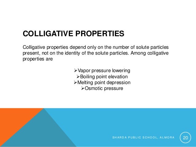 colligative properties Colligative properties- page 1 lecture 4: colligative properties • by definition a colligative property is a solution property (a property of mixtures) for which it. colligative properties Colligative properties- page 1 lecture 4: colligative properties • by definition a colligative property is a solution property (a property of mixtures) for which it.