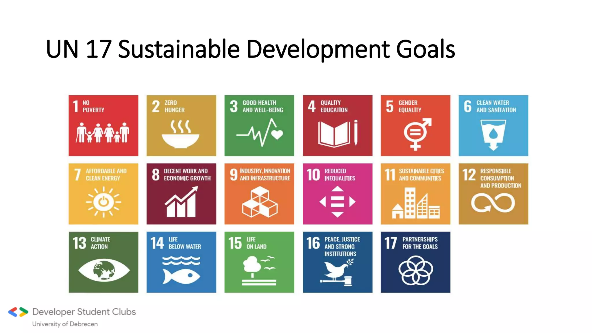 UN 17 Sustainable Development Goals
 