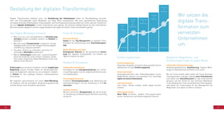 68 69
•	 Was ist zu tun, um nicht gedanklich im Veränderungs-
vorhaben stecken zu bleiben, sondern ins Handeln zu
kommen?
•	 Wie kann diese Transformation "verdaulich" für das
Tagesgeschäft und mit der nötigen Geschwindigkeit
und Wirkung umgesetzt werden?
•	 Top-down, bottom-up, mittendrin, wie führe ich
vorhandene Aktivitäten zusammen?
•	 Welche Technologien sollten wie "zusammenspielen",
damit die Anwender einen einfach nutzbaren, attrak-
tiven sowie integrierten Digital Workplace immer und
überall nutzen können?
Erfahrungen aus einzelnen Projekten und der langjährigen
Begleitung unserer Kunden haben ein Beratungsframe-
work hervorgebracht, welches es uns ermöglicht, bewähr-
te Module für ihre jeweilige Situation kundenspezifisch
einzusetzen.
Wir beginnen typischerweise mit einem Start-Workshop.
Im Ergebnis sind die wichtigsten Verbesserungspotenziale
und der Nutzen eines Projektes identifiziert.
Gestaltung der digitalen Transformation
Digitale Transformation bedeutet auch, die Veränderung der Arbeitsweisen direkt im Geschäftsalltag vorzuneh-
men und Führungskräfte sowie Mitarbeiter auf diese Reise mitzunehmen. Mit einer ganzheitlichen Betrachtung
von digital vernetzten Arbeitsweisen, Kulturaspekten und Technologieunterstützung stellen wir sicher, dass die Transforma-
tion zum digitalen Arbeitsplatz in ihrem Unternehmen auch gelingt. Sie erreichen direkten Nutzen für das Unternehmen,
Barrieren werden abgebaut und eine zügige Akzeptanz des digital vernetzten Zusammenarbeitens gelingt.
Executive Briefing
Impuls für das Top-Management zur digitalen Trans-
formation als Vorbereitung einer Entscheidungsvor-
lage
Digital Workplace Strategie
Strategischer Rahmen für die ganzheitliche Umset-
zung des digitalen Arbeitsplatzes mit Antwort auf
"Warum machen wir das?"
Stakeholder Identifikation
Grundlage für die Lösungsentwicklung und -einfüh-
rung (Zielgruppen) und die begleitende Kommunika-
tion (Stakeholder)
Technologieevaluierung
Fundierte Technologieauswahl unter Beachtung der
Herstellerstrategien und der Einbettung in ihre Inf-
rastruktur
Usability Analyse
Mensch-zentrierter Designprozess, der durch Analy-
se, Gestaltung und Bewertung Einfachheit und Erfolg
verspricht
Vision & Strategie
Ihre Digital Workplace Initiative
Analyse & Konzeption
Individuelle Produktschulungen
Anwendungsfallbasierte Qualifizierung: Digitale Werk-
zeuge im Arbeitsprozess verstehen und nutzen
Wir bei Communardo leben selbst die Social Business
Lösungsansätze, erproben ständig neue Arbeitsweisen
und stellen den Geschäftsnutzen für das Unternehmen
genauso, wie den Vorteil für den einzelnen Mitarbeiter
in den Vordergrund. In der Social Business Führungswerk-
statt bieten wir insbesondere für das Management die
Möglichkeit, sich davon ein Bild zu machen.
Einführungskonzept
Passendes Vorgehen mit einem wirkungsvollen Set an
Maßnahmen für jede Einführungsphase
Prozesswerkstatt
Zielgruppenvertreter oder Anwendergruppen lernen
Möglichkeiten kennen und gestalten ihre zukünftige
digital vernetzte Arbeitsweise
Impulsworkshops
Sinn stiften, Nutzen erleben, direkt digital vernetzt
arbeiten
Führungswerkstatt
Neue Rolle verstehen, gelebte Führungsprinzipien
lernen, Vorbild sein und andere begeistern können
Vision
&
Strategie
Projekt
Set-up
&
Fach-
konzeption
Pilotierung
&
Einführung
Change
&
Roll Out
Schulung
&
Coaching
Wir setzen die
digitale Trans-
formation zum
vernetzten
Unternehmen
um.
Roadmap Team Nutzer Akzeptanz Produktivität
Einführungsformate Bewährte Integrations- und
Einführungsformate für jedes Modul.
 