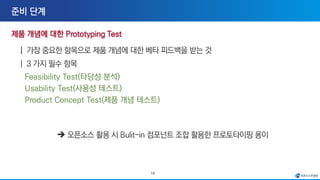 19
Feasibility Test(타당성 분석)
Usability Test(사용성 테스트)
Product Concept Test(제품 개념 테스트)
 