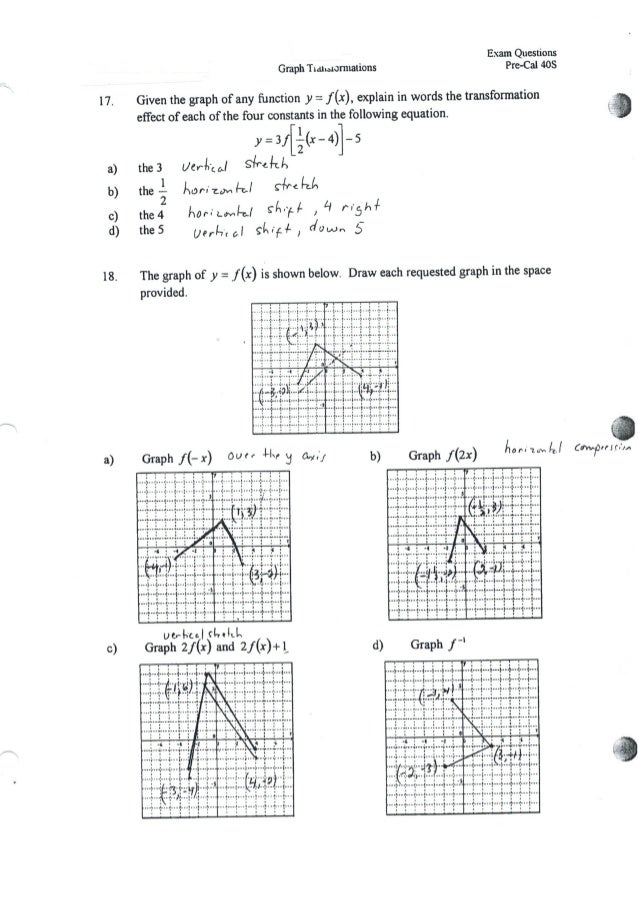 Solution Key Exam Questions Review