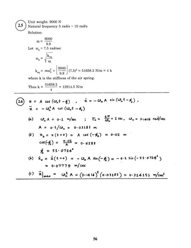 Solution Manual Rao Mechanical Vibrations 4th Ed