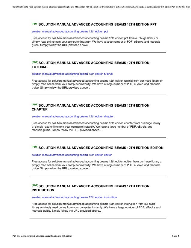 Solution Manual For Advanced Accounti Solution Manual For Advanced Accounti
