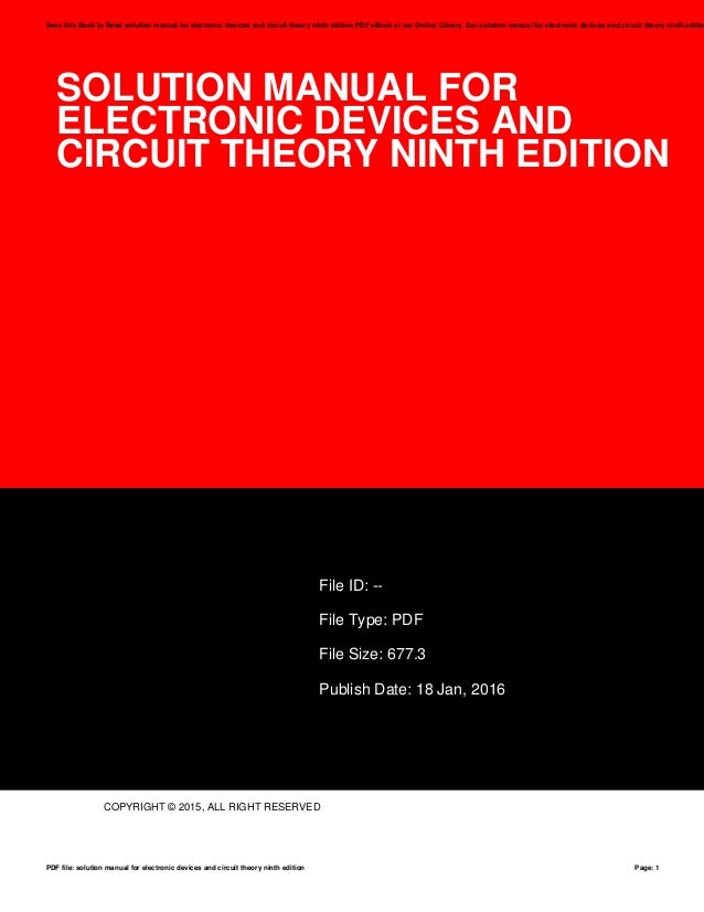 Solution manual for electronic devices and circuit theory ninth editi…
