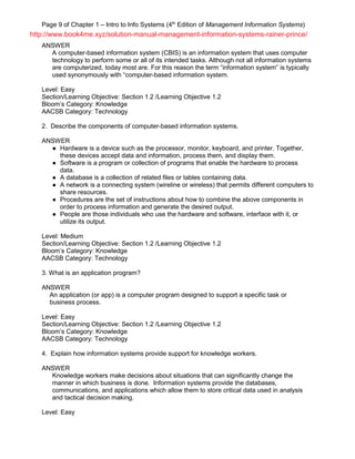 Solution Manual for Management Information Systems – Kelly Rainer, Brad ...