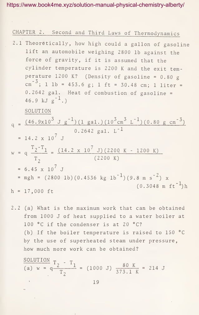 Solution Manual for Physical Chemistry – Robert Alberty | PDF ...