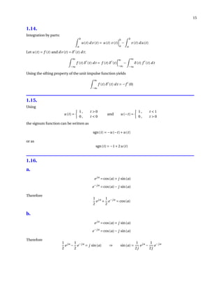 Solutions for Exercises in Signals and Systems by Oktay Alkin | PDF