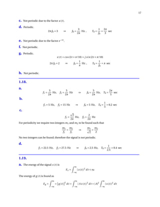 Solutions for Exercises in Signals and Systems by Oktay Alkin | PDF