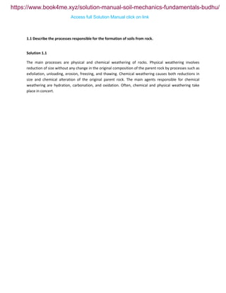 Solution Manual for Soil Mechanics Fundamentals – Muni Budhu | PDF