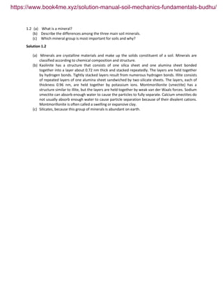 Solution Manual for Soil Mechanics Fundamentals – Muni Budhu | PDF