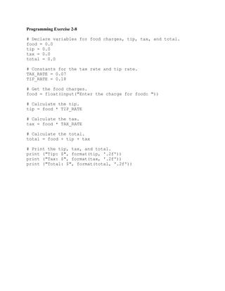 "Solutions for Exercises" in Starting Out with Python 4th Global ...