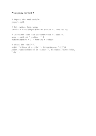 "Solutions for Exercises" in Starting Out with Python 4th Global ...