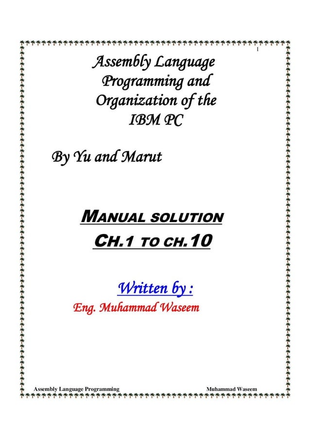Solution manual of assembly language programming and organization of