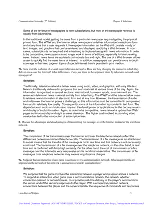 SOLUTION MANUAL OF COMMUNICATION NETWORKS BY ALBERTO LEON GARCIA ...