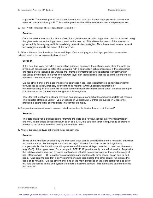 networks communication widjaja homework solution