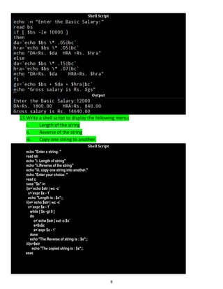 Solution manual of shell programming assignment 2 | PDF