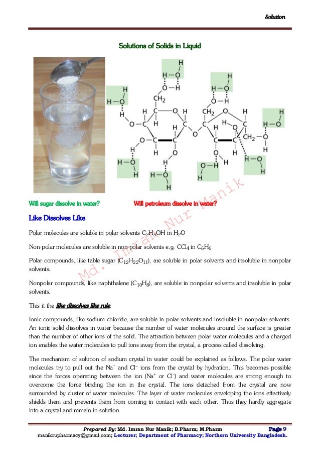 Solution (Chemistry) MANIK