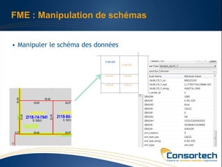 FME : Manipulation de schémas


• Manipuler le schéma des données
 