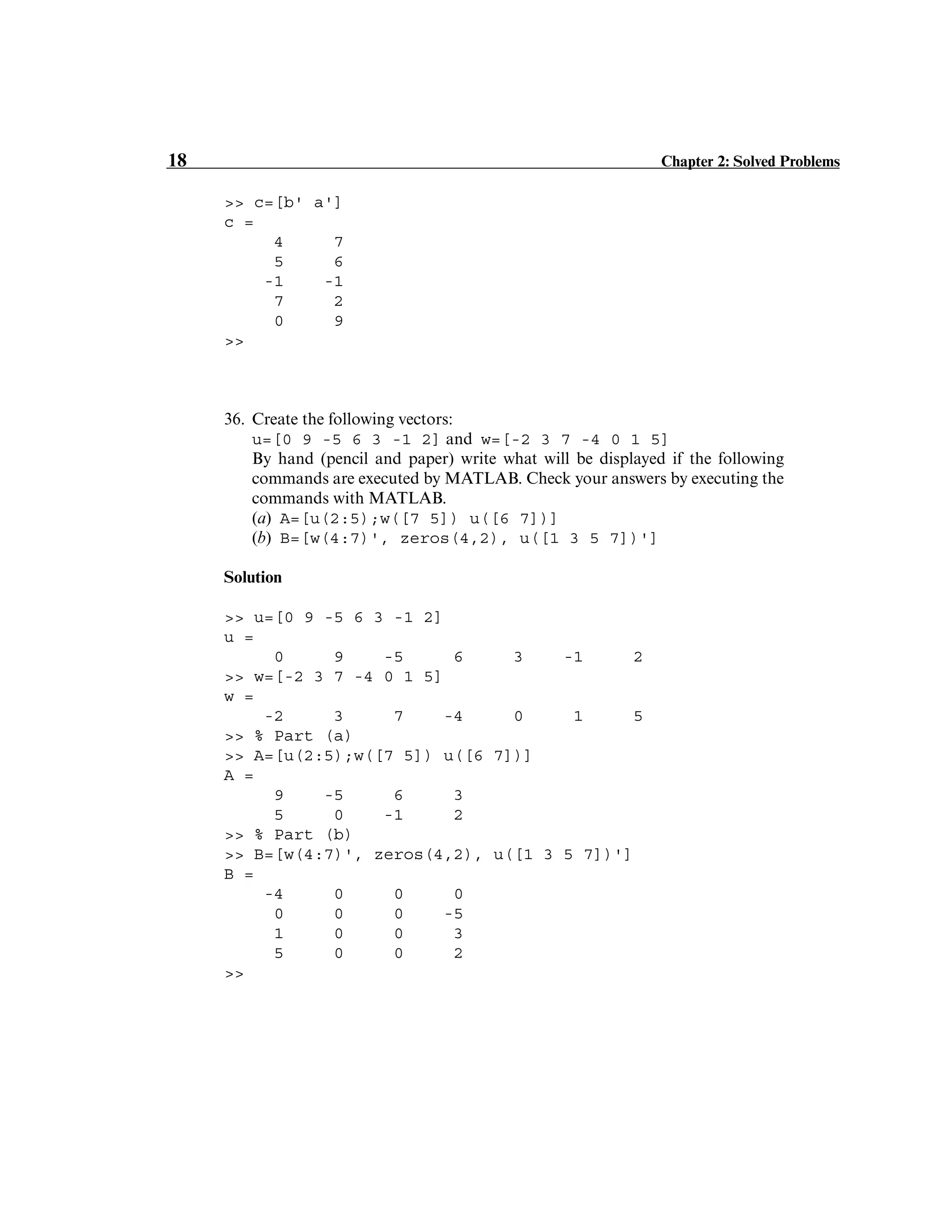 Solution of matlab chapter 2 | PDF