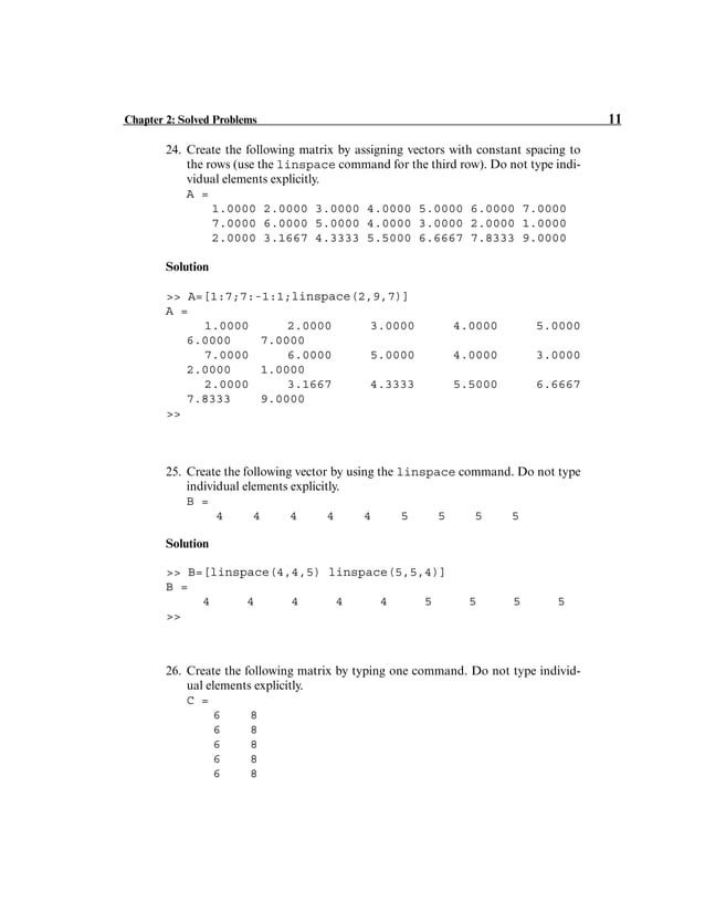 Solution of matlab chapter 2 | PDF