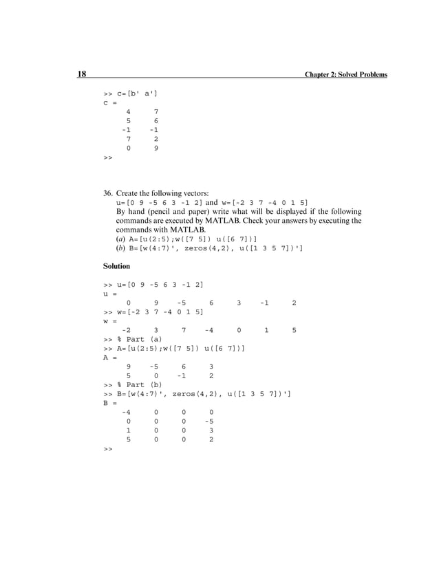 Solution of matlab chapter 2 | PDF
