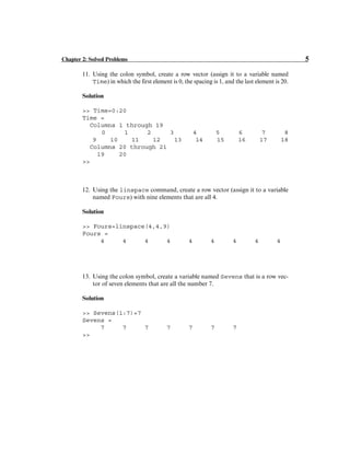 Solution of matlab chapter 2 | PDF