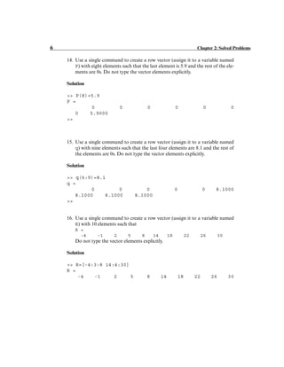 Solution of matlab chapter 2 | PDF