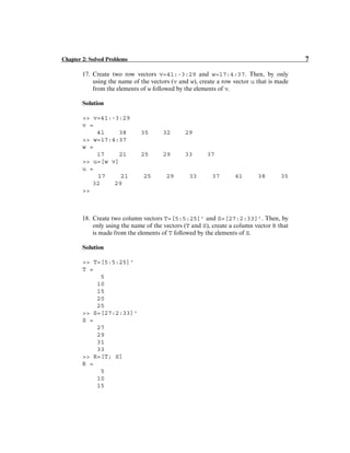 Solution of matlab chapter 2 | PDF