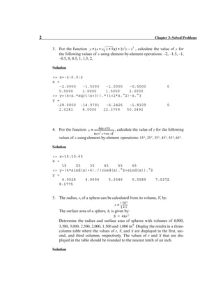Solution of matlab chapter 3 | PDF