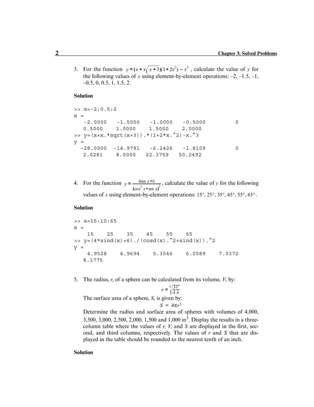 Solution of matlab chapter 3 | PDF | Programming Languages | Computing