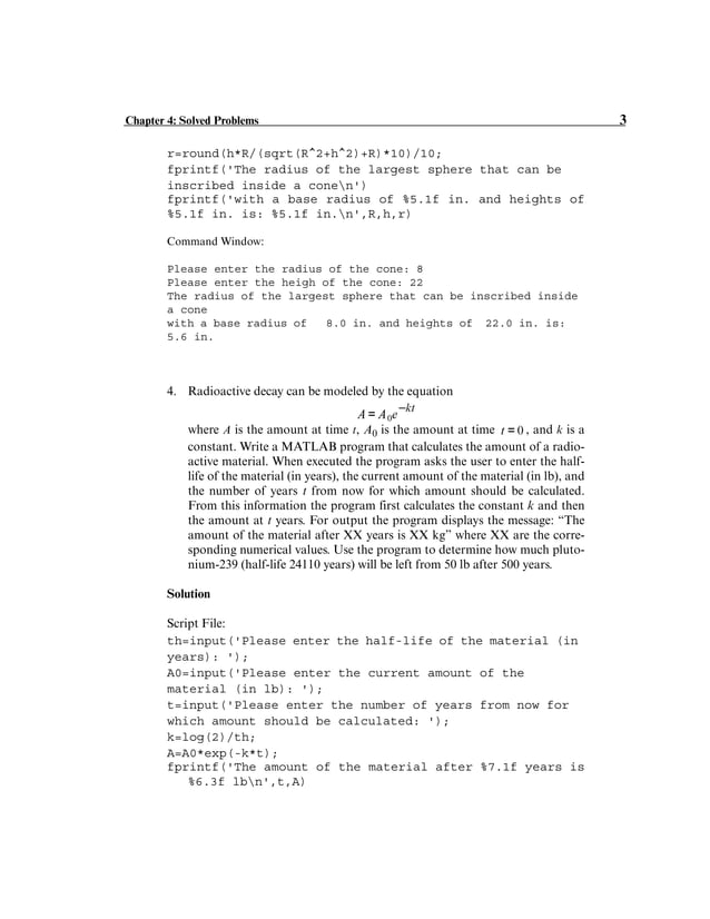 Solution of matlab chapter 4 | PDF