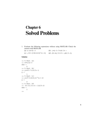 Solution of matlab chapter 6 | PDF