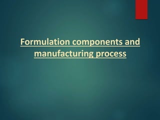 Formulation components and
manufacturing process
 