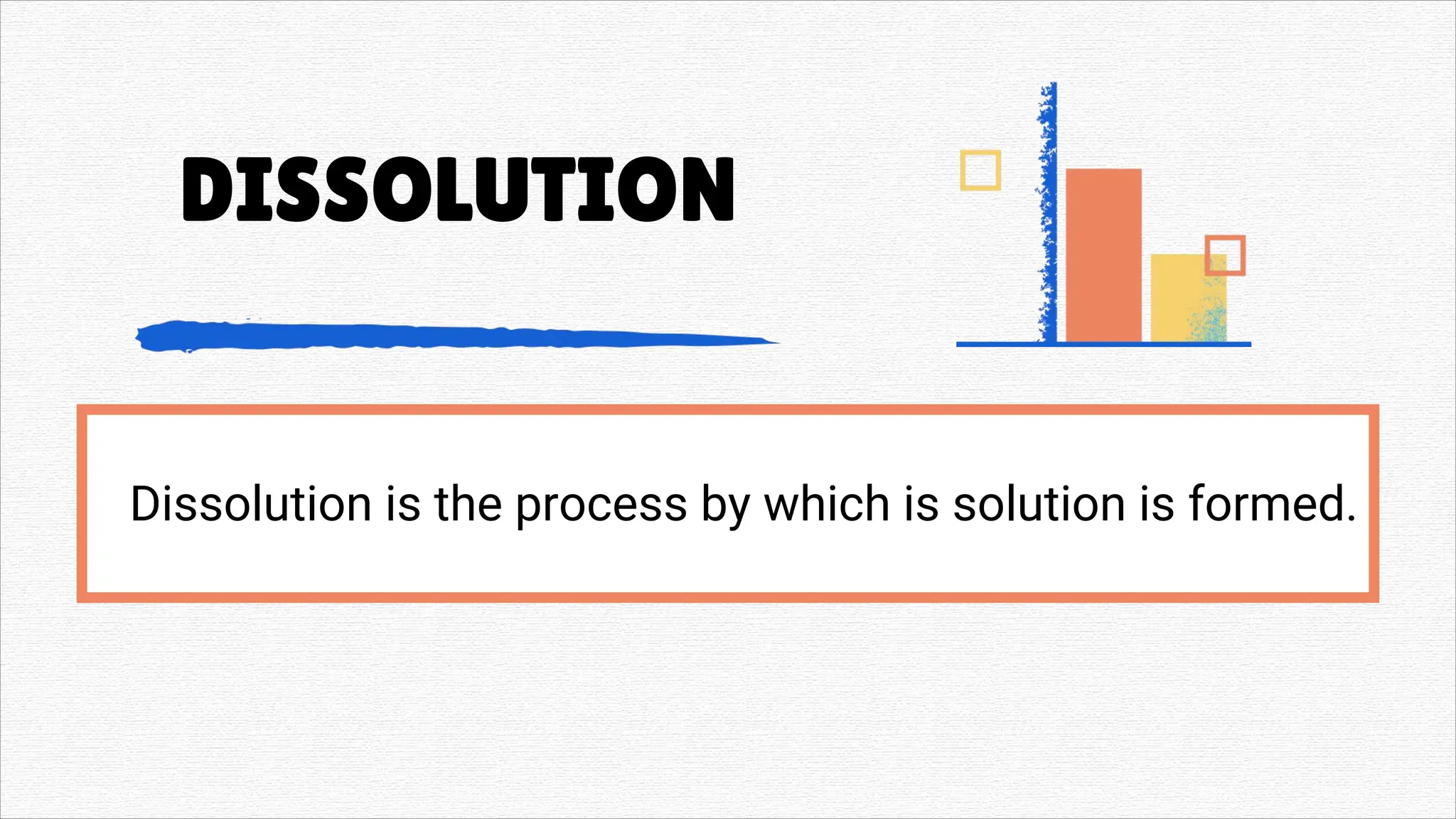 DISSOLUTION
Dissolution is the process by which is solution is formed.