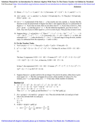 Solutions Manual for An Introduction To Abstract Algebra With Notes To The Future Teacher 1st ...