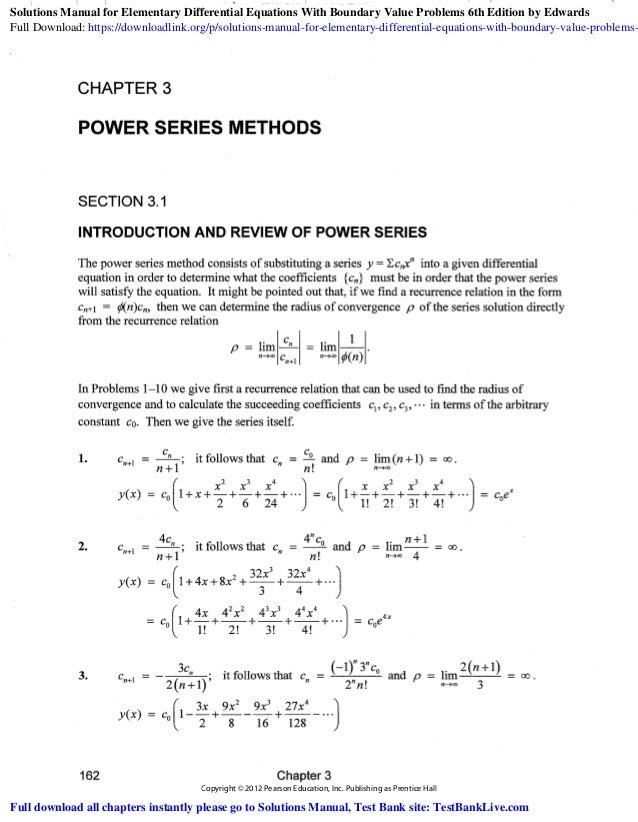 Solutions Manual For Elementary Differential Equations With Boundary Solutions Manual For Elementary Differential Equations With Boundary