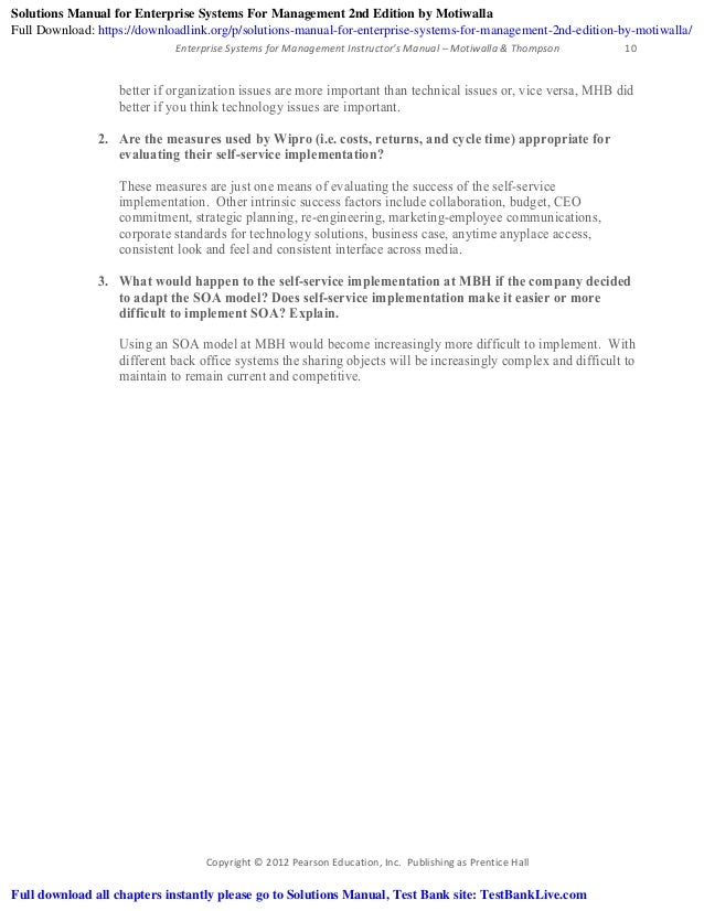 Solutions Manual For Enterprise Systems For Management 2nd Edition By