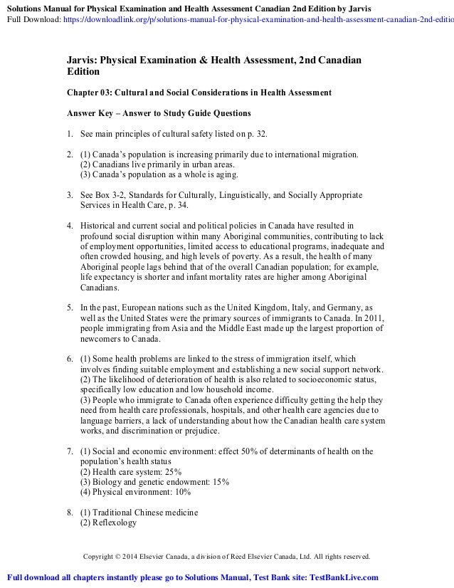 Solutions Manual For Physical Examination And Health Assessment Canad