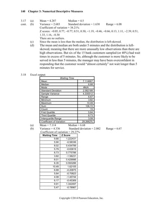 Solutions Manual for Statistics For Managers Using Microsoft Excel 7th ...