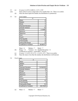 Solutions Manual for Statistics For Managers Using Microsoft Excel 7th ...