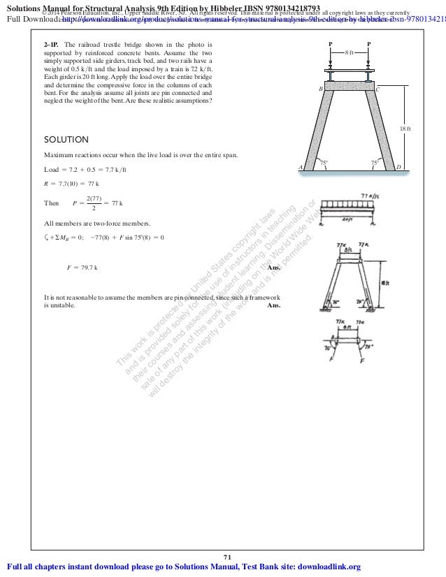 Hibbeler Structural Analysis Solutions Manual