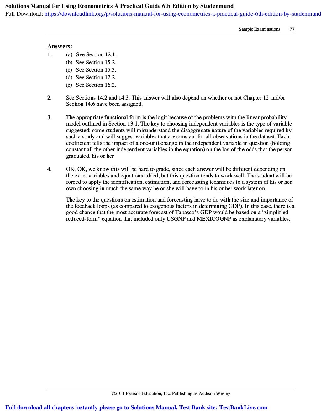 A Guide To Modern Econometrics Solutions Manual