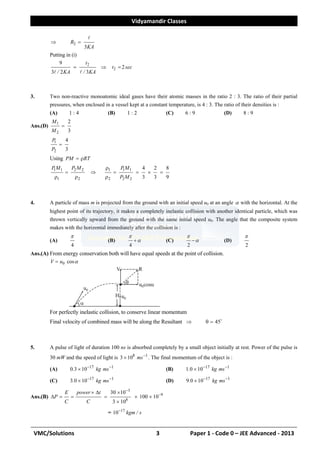 Vidyamandir Jee Advanced 2013 Paper 1 | PDF