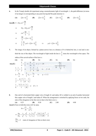 Vidyamandir Jee Advanced 2013 Paper 1 | PDF