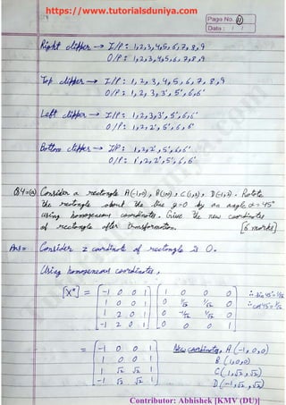 [Solutions] computer graphics question paper 2018 tutorialsduniya.com