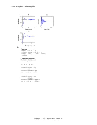 4-22

Chapter 4: Time Response

22.
Program:
T1=tf(16,[1 3 16])
T2=tf(0.04,[1 0.02 0.04])
T3=tf(1.05e7,[1 1.6e3 1.05e7])
ltiview

Computer response:
Transfer function:
16
-------------s^2 + 3 s + 16
Transfer function:
0.04
------------------s^2 + 0.02 s + 0.04
Transfer function:
1.05e007
----------------------s^2 + 1600 s + 1.05e007

Copyright © 2011 by John Wiley & Sons, Inc.

 