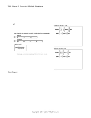 5-86 Chapter 5: Reduction of Multiple Subsystems

67.

Block Diagram:

Copyright © 2011 by John Wiley & Sons, Inc.

 