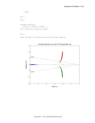 Solutions to Problems 9-15

6.7444

ans =
T(s)

Transfer function:
4.75 s^2 + 62.22 s + 202.3
--------------------------------s^3 + 14.75 s^2 + 93.22 s + 232.3

ans =
Press any key to continue and obtain the step response

Copyright © 2011 by John Wiley & Sons, Inc.

 